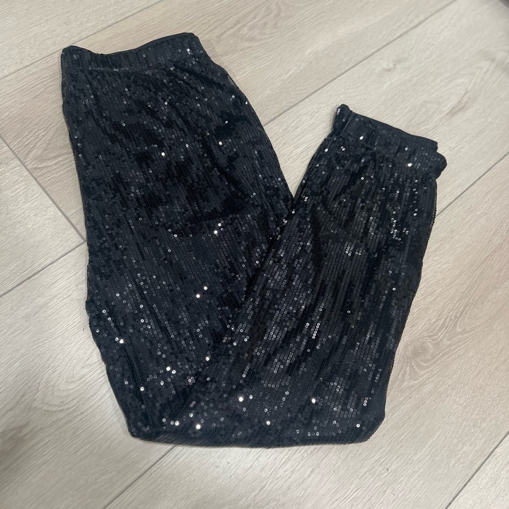 Shine like a star black sequin jogger pants